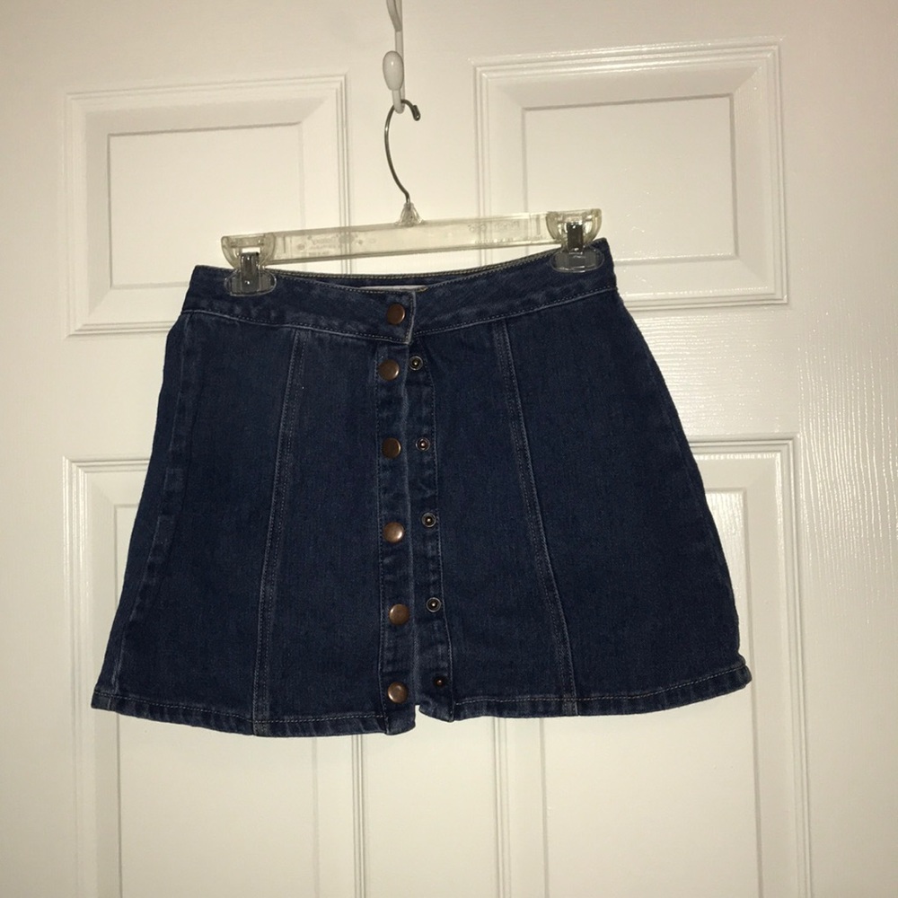 button up denim skirt